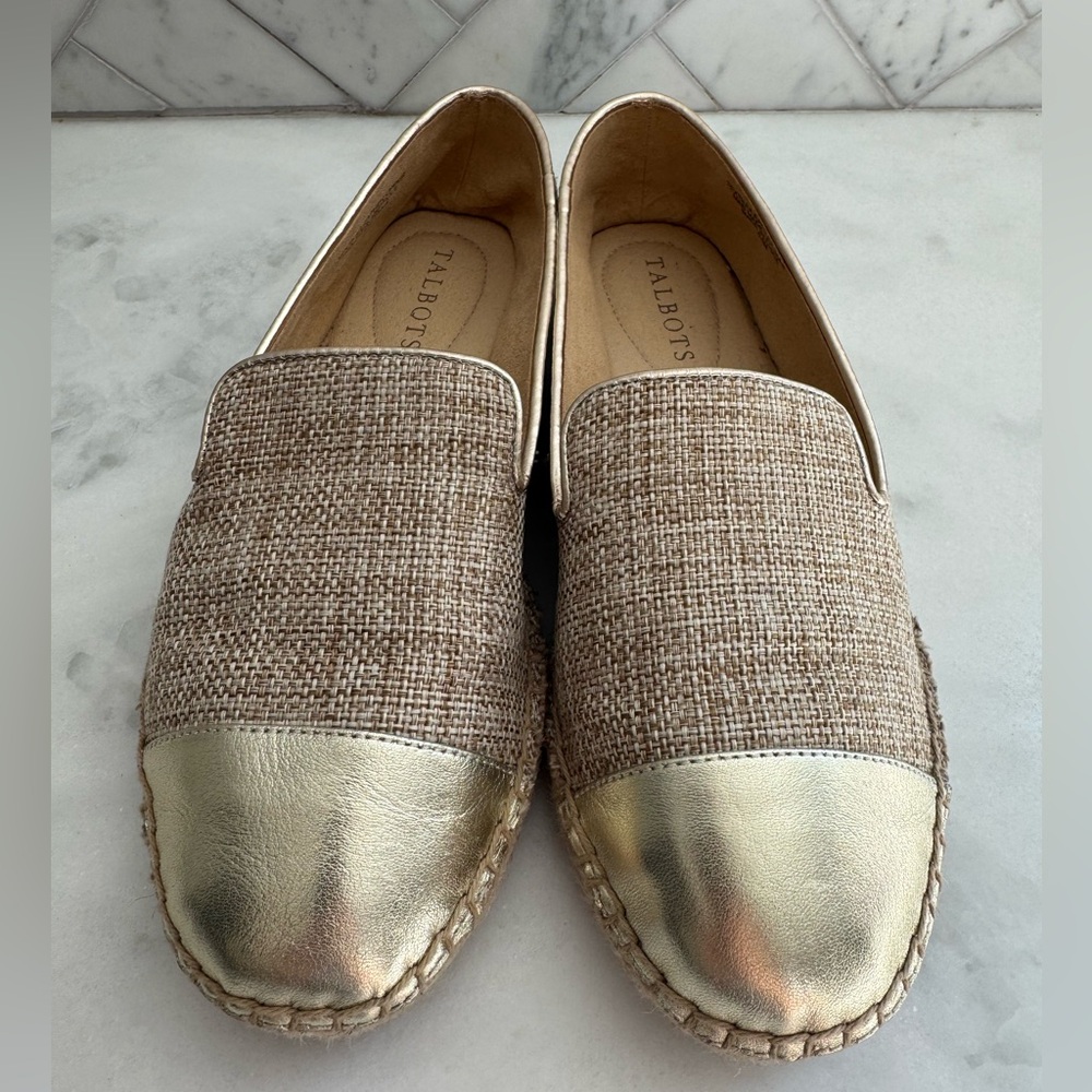 Talbots Gold and Tan Espadrilles Women’s Size 6.5